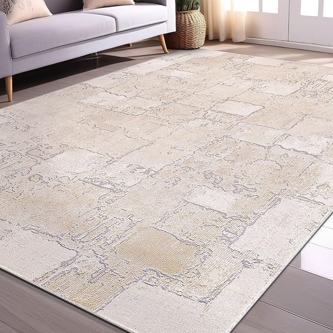 Beverly Rug Living Room Rug 8x10 Modern Luxury Ultra Soft Vintage Indoor Area Rugs for Kitchen Dining Room Stain Resistant Non Shedding Indoor Carpet Alfombras para Salas Modernas (8 x 10 Beige)