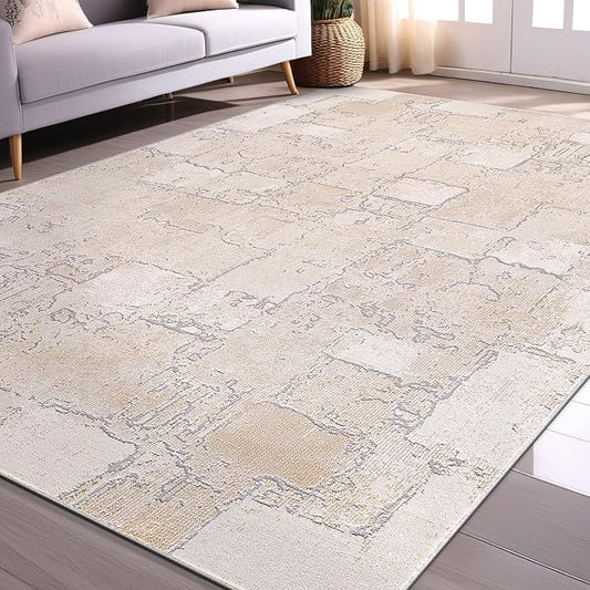 Beverly Rug Living Room Rug 8x10 Modern Luxury Ultra Soft Vintage Indoor Area Rugs for Kitchen Dining Room Stain Resistant Non Shedding Indoor Carpet Alfombras para Salas Modernas (8 x 10 Beige)