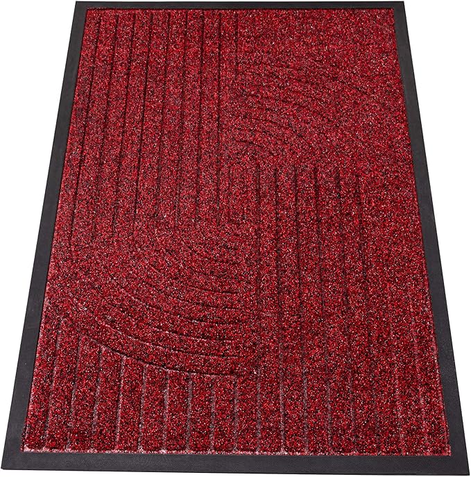 Indoor Outdoor Door Mat, 6' x 2' Doormat for Entryway, Rubber Backing Non Slip Front Door Mat Outside Entrance, Super Absorbent Commercial Floor Mat for Home Office, Red
