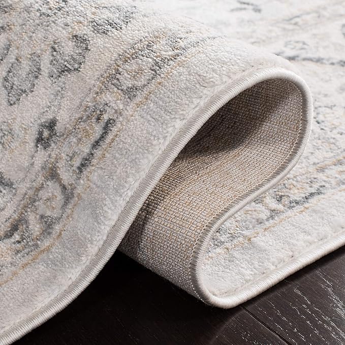 SAFAVIEH Isabella Collection Runner Rug - 2'2" x 7', Light Grey & Cream, Oriental Design, Non-Shedding & Easy Care, Ideal for High Traffic Areas in Living Room, Bedroom (ISA912F)