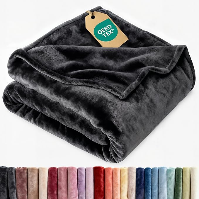 Ultra Soft Fleece Blanket Queen Size - Flannel Fleece Luxury Queen Blanket - Lightweight for Couch Bed Chair - Thick, Warm and Breathable - All Season Cozy Fuzzy, Anti-Static Microplush Bedding, Black