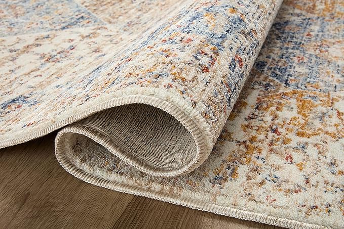 Loloi Sorrento Collection SOR-02 Ivory/Multi 5'-3" x 5'-3" Round Accent Rug