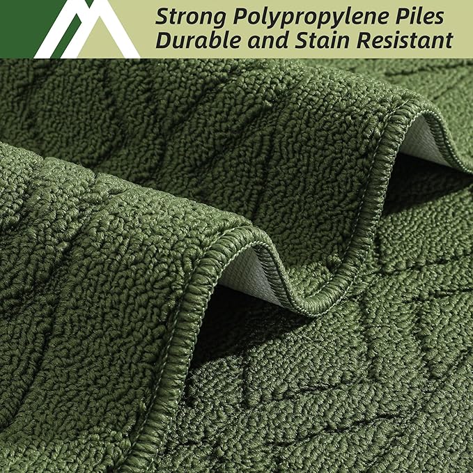 COSY HOMEER-Kitchen-Rugs-and-Mats 20"x48" Non Slip Kitchen Mats for Floor Absorbent Washable Kitchen Runner Standing Floor Mat for Sink Mat,Entry,Laundry,Polypropylene,Green