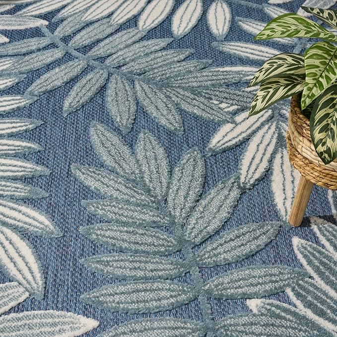 Nourison Home Aloha Blue 3'6" x 5'6" Area Rug - Easy Clean, Non Shedding, Bed Room, Living Room, Dining Room, Kitchen (4' x 6')
