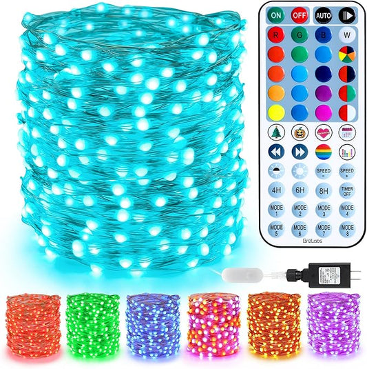 BrizLabs Valentine Fairy Lights - 66ft 200 LED Color Changing Fairy Lights with Remote, Plugin Purple & White Valentines Day Twinkle Light RGB Starry Xmas Light for Xmas Halloween Home Party Wedding