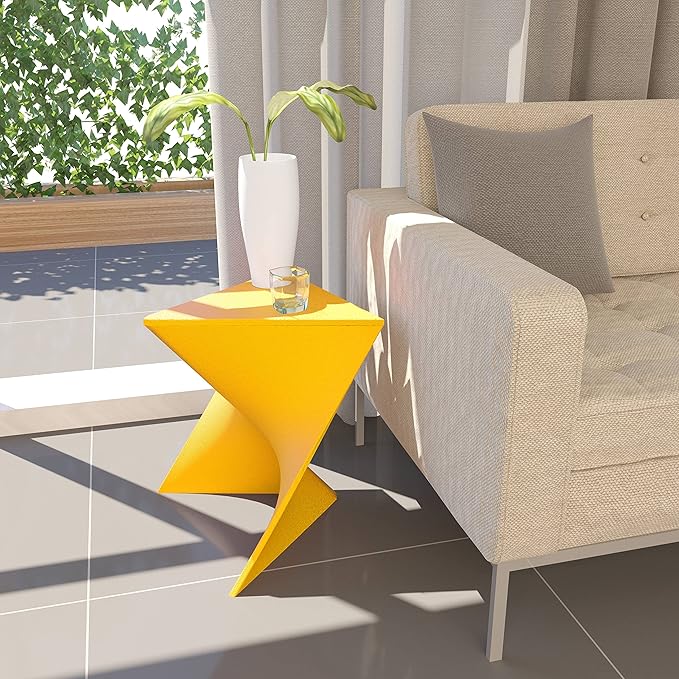 LeisureMod Modern Accent End Table - Stylish Yellow Side Vanity Table for Living Room & Bedroom