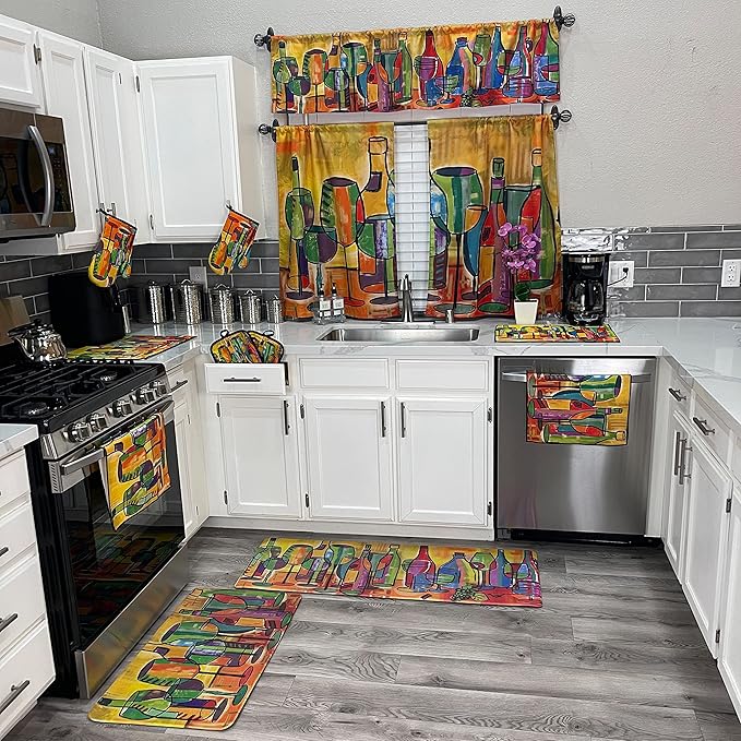 UpNUpCo Artistic Beautiful Anti Fatigue Kitchen Floor Mat Unique Floor Mat Pain Relief Padded Kitchen Mat Floor Mats for in Front of Sink 2 Pieces 47x17.5 + 30x17.5 10mm Wine