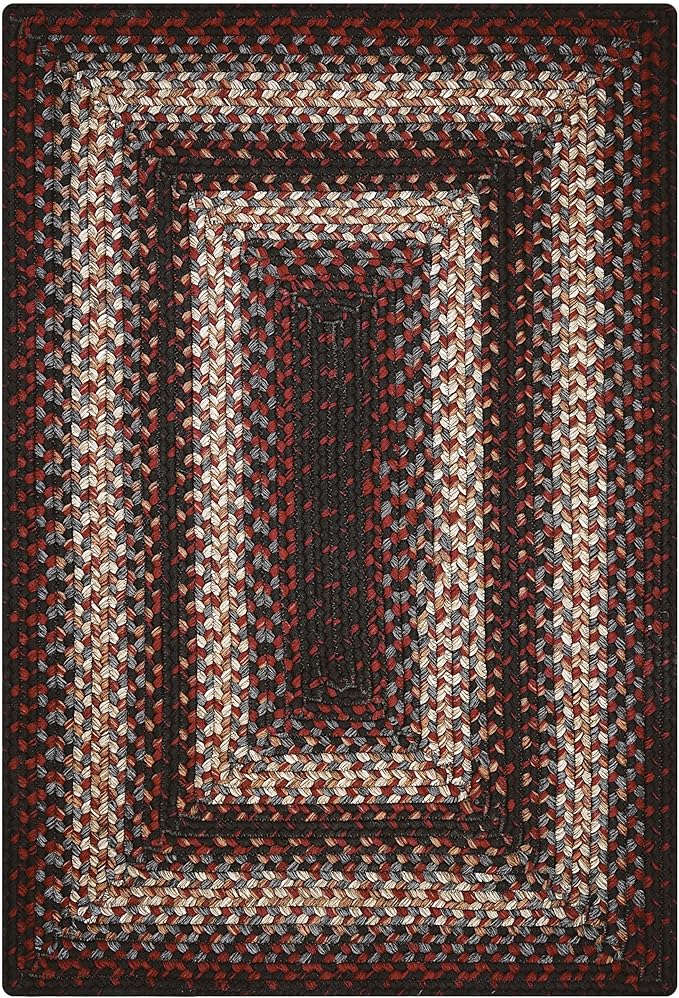 Montgomery Burgundy Small Braided Rug 20"x30" - Rectangle, Indoor Outdoor Washable - Country Decor for Bathrooms and Entryways - Beautiful, Durable, Waterproof, Pet Friendly and Soft