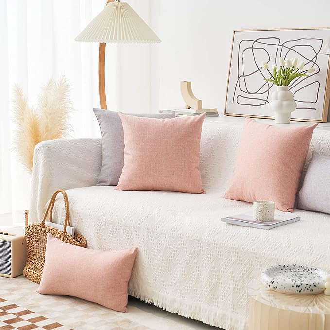 Home Brilliant Valentines 24x24 Pillow Covers Decorative Lined Linen Euro Sham Blush Pink Cushion Case for Floor, 60 x 60 cm, Baby Pink