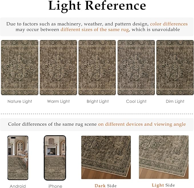 PureCozy Hallway Runner Rug 2x6 Washable Brown Vintage Distressed Long Runner Oriental Soft Thin Indoor Carpet Non Slip Low Pile Throw Rug for Kitchen Bedroom Laundry Bedside Entryway