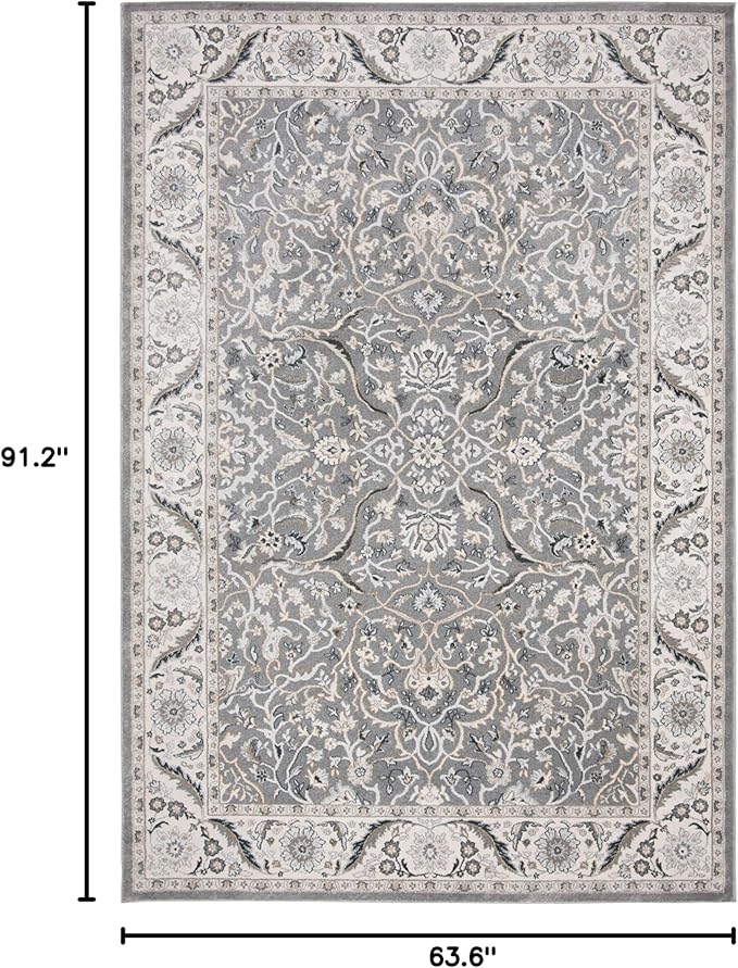 SAFAVIEH Isabella Collection Area Rug - 5'3" x 7'6", Grey & Dark Grey, Oriental Design, Non-Shedding & Easy Care, Ideal for High Traffic Areas in Living Room, Bedroom (ISA912H)
