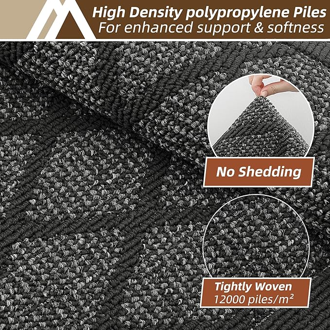 COSY HOMEER Kitchen Mats, 2 PCS Kitchen Rug Non Slip Washable, Absorbent Runner Rugs for Kitchen Floor, 100% Polypropylene Kitchen Sink Rug 20"x32" + 20"x48"(Dark Grey)