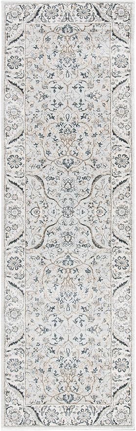 SAFAVIEH Isabella Collection Runner Rug - 2'2" x 9', Light Grey & Cream, Oriental Design, Non-Shedding & Easy Care, Ideal for High Traffic Areas in Living Room, Bedroom (ISA912F)
