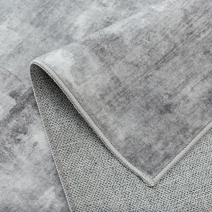 WondRg 5x7 Washable Area Rug Grey Abstract Modern Living Room Bedroom Throw Rug Non Slip Soft Thin Simple Indoor Floor Carpet for Office Entryway Kitchen Nursery Home Decor