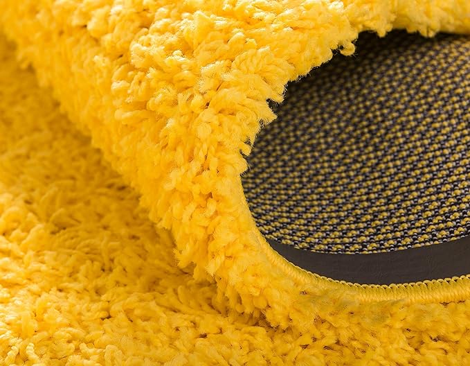Unique Loom Solid Shag Collection Area Rug (2' x 6' 5" Runner, Tuscan Sun Yellow)