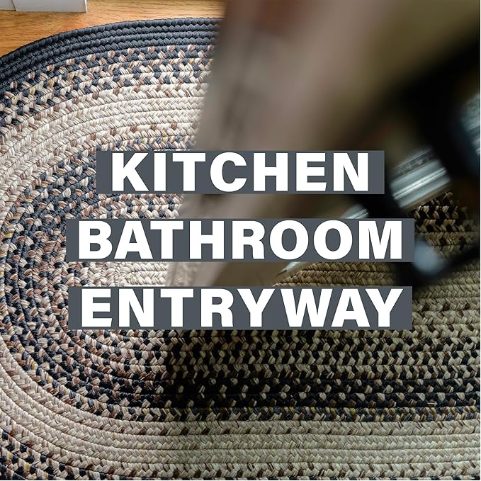 Homespice Black Mist Braided Rope Rug 27"x45" - Black & Tan Braided Rugs for Kitchen and Bathroom for Primitive and Rustic Decor, Machine Washable and Waterproof - Both Indoor and Outdoor