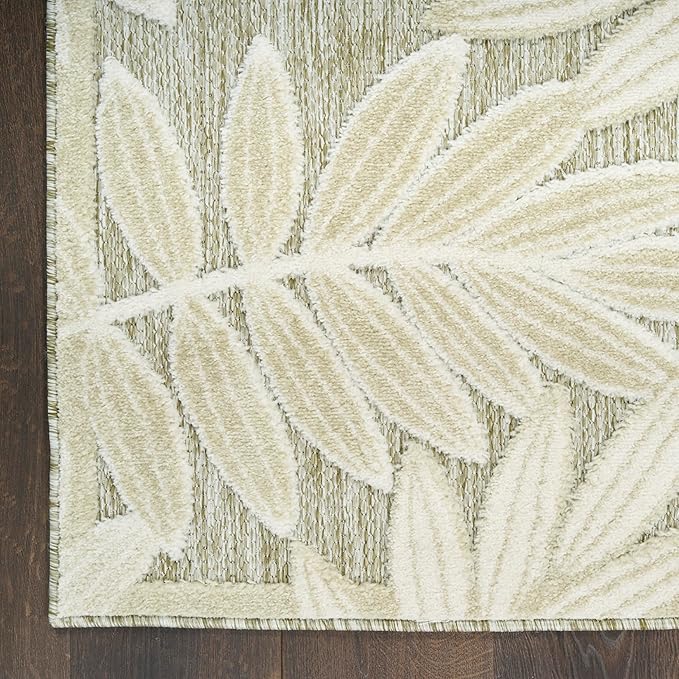 Nourison Home Aloha Ivory Sage 5'3" x 7'5" Area Rug - Easy Clean, Non Shedding, Bed Room, Living Room, Dining Room, Kitchen (5' x 8')