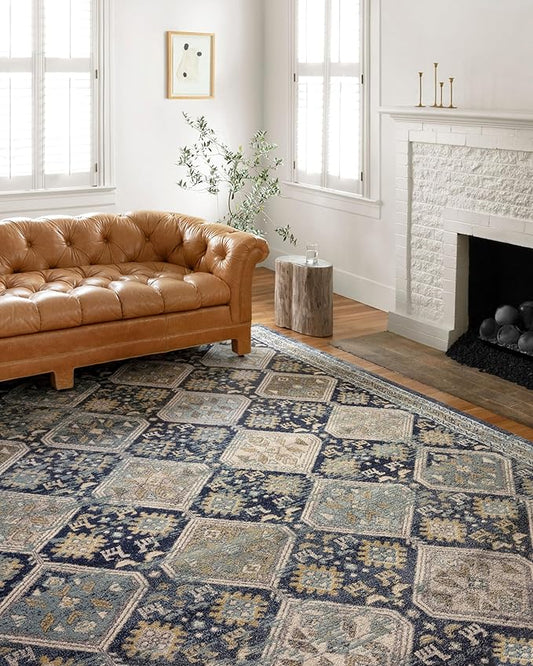 Loloi Jocelyn Collection JOC-02 Navy/Blue 5'-5" x 7'-6" .38" Thick Area Rug