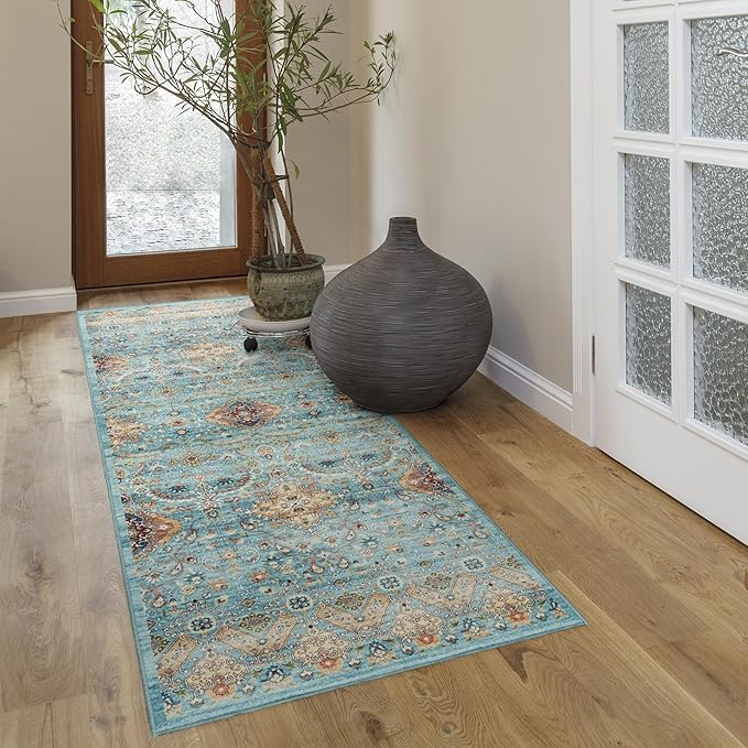 Gertmenian Indoor Boho Rug - 2x6 Runner, Non Slip, Super Strong, Ideal for High Traffic Areas in Entryway, Bedroom, Kitchen - Tanis, Sage, 28501