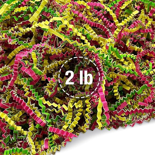 FRILLZ Crinkle Cut Paper Shred Filler for Baskets, Gifts, Packing and Protecting your Birthday, Weddings, Anniversary, Valentines Day, and other gifts (2 pound, Spring)