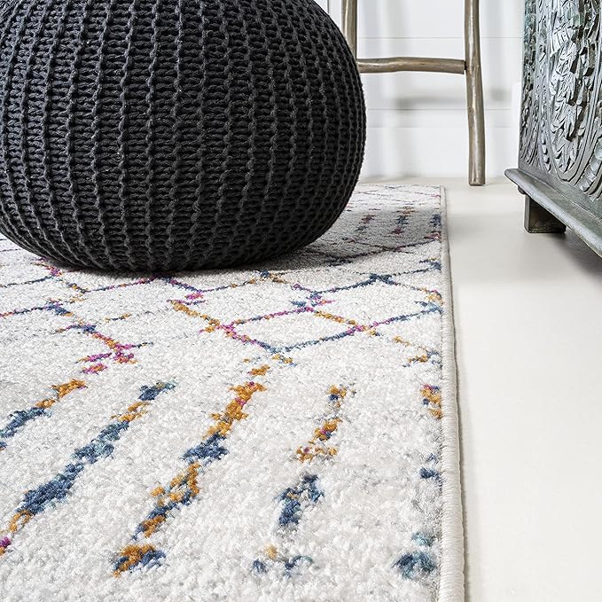 JONATHAN Y Boho Vintage Diamond Cream/Multi Indoor Area Rug 4X6 ft, Moroccan Hype for Living Room, Bedroom, Kitchen, Office, Easy-Cleaning, High Traffic, Pet-Friendly, Non-Shedding (MOH101H-4)