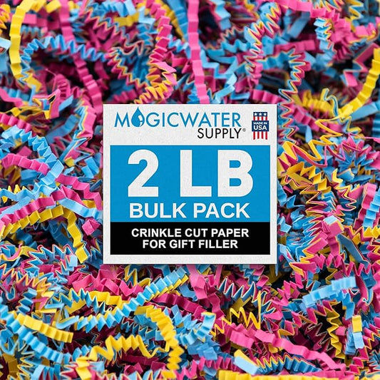 MagicWater Crinkle Cut Paper for Gift Baskets - 2LB - Fiesta Blend - Perfect for Shredded Paper Filler, Basket Filler, Gift Boxes, Bridesmaid Gifts, Christmas Stuffers & More – Ideal for All Occasions