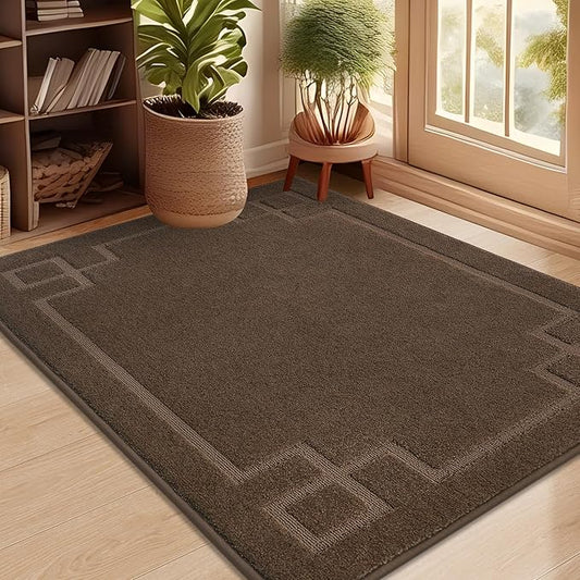 BEQHAUSE Door Mat 32" x 48", Non-Slip Door Mats Indoor Entryway Rugs Washable Low-Profile Absorbent and Stain Resist Floor Mats, Dog Door Mat for Front Back Door, Muddy Wet Shoes & Paws, Brown
