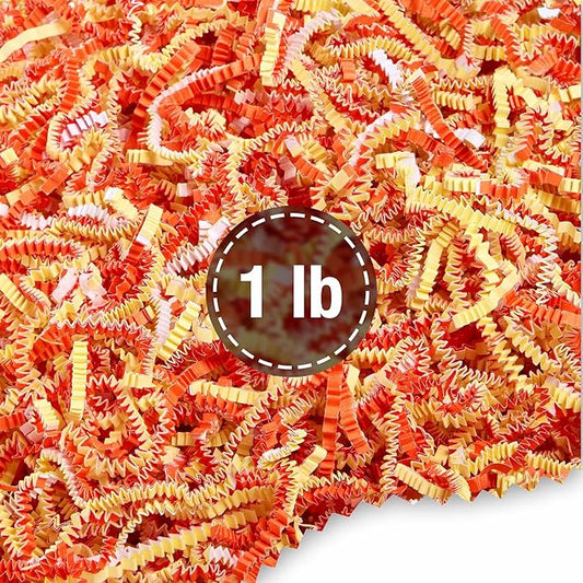 Frillz Crinkle Cut Paper Shred Filler for Baskets, Gifts, Packing and Protecting your Halloween, Fall Festival, Birthday and other events (1 pound, Candy Corn)