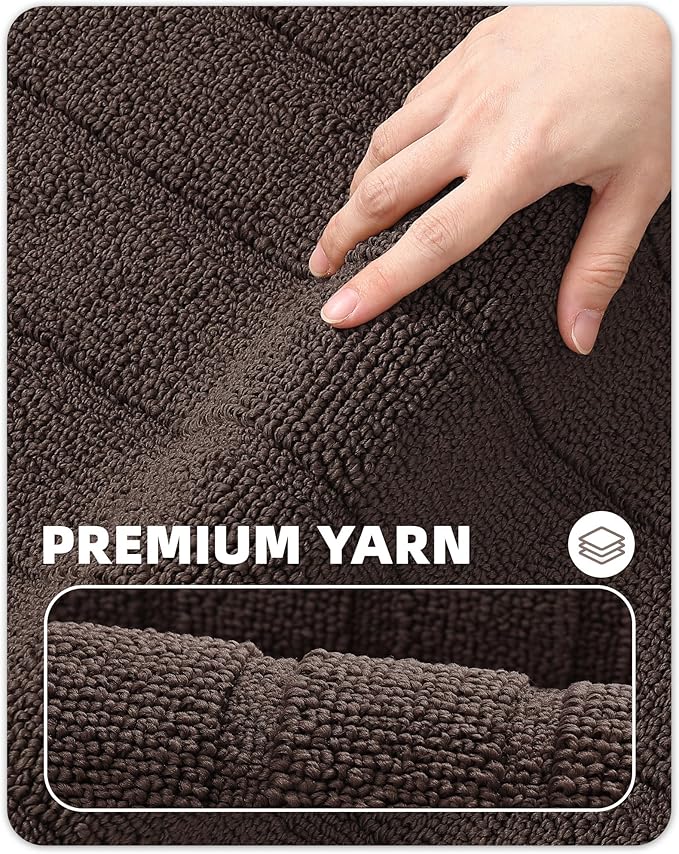 Color&Geometry Striped Designed Absorbent Washable Polypropylene Kitchen Floor Mat, Brown 17"x79", Non Slip TPE Backed, Low-Profile Sink Runner Rugs, Easy Clean Long Kitchen Carpet (Roll Packed)