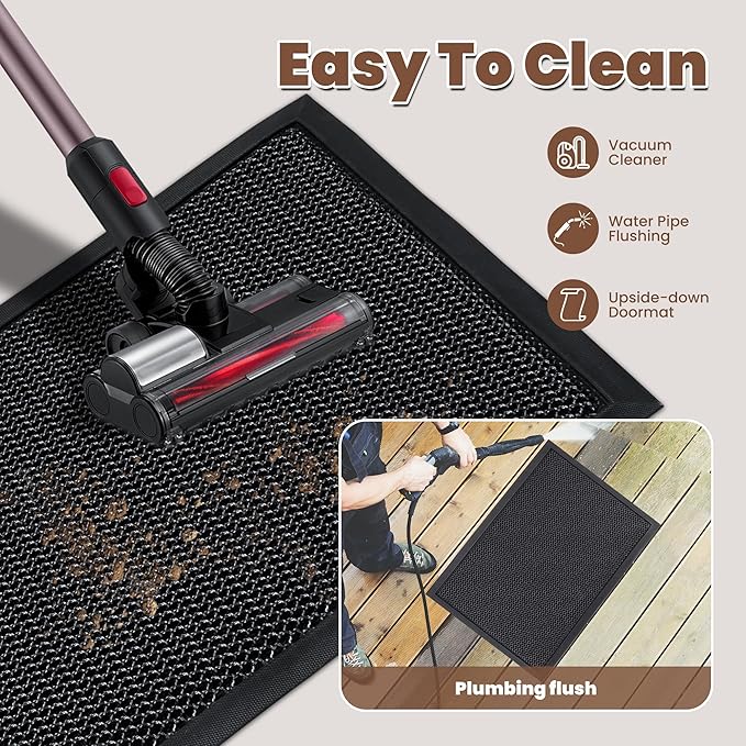 Fylyz Outdoor Indoor Door Mats for Entryway, Heavy Duty and Durable All-Weather Entry Mat, Low Profile, Non-Slip and Easy Clean Outdoor Doormat for Entrance, Patio and Garage (Black and white 47"x31")