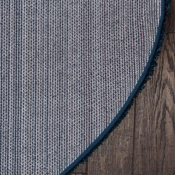 Unique Loom Solid Shag Collection Area Rug (4' 1" Round, Sapphire Blue/ Navy Blue)