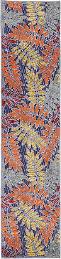 Nourison Home Aloha Navy Multicolor 2' x 6' Area Rug - Easy Clean, Non Shedding, Bed Room, Living Room, Dining Room, Kitchen (6' Runner)