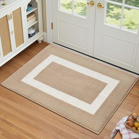 GRANNY SAYS Front Door Mat Outside Entrance, Door Mats for Entryway, Welcome Matt Non-Slip, Large Front Porch Mat Low Profile Resist Dirt, 48"x32", Khaki