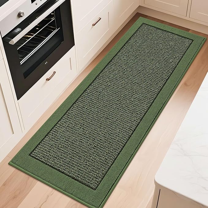 BEQHAUSE Kitchen Runner Rug 24"x60", Kitchen Rugs Non-Slip Kitchen Mats for Floor, Absorbent and Stain Resistant Kitchen Mats, Machine Washable Rugs for Kitchen, Hallway, Laundry & Sink, Green