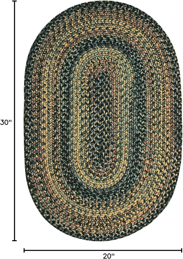Black Forest Braided Oval Rug 20"x30" - Black and Gold, Indoor Outdoor Washable - Country Rustic Decor for Kitchens and Entryways - Beautiful, Durable, Reversible, Pet Friendly and Soft
