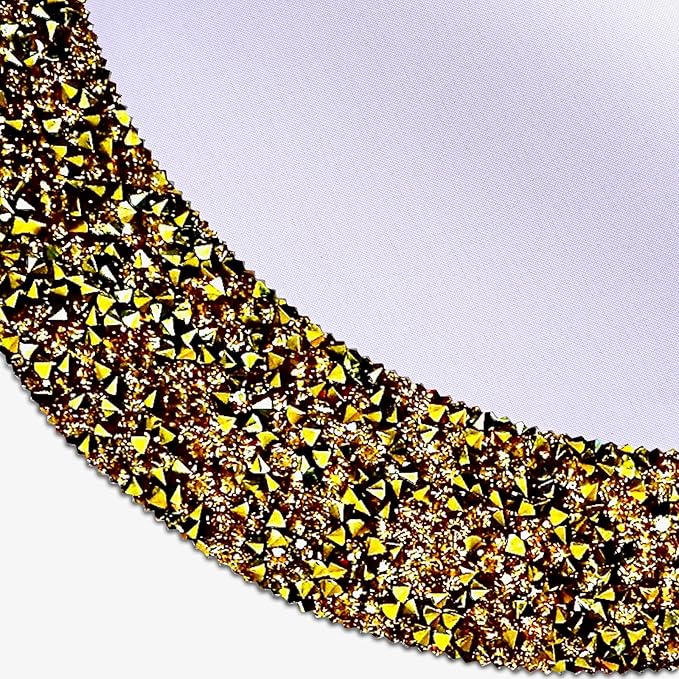 Gold Placemats Gold Heat Resistant Mat Crushed Diamond Decor Rhinestone Decor Fall Decorations for Home Bling Sparkly Mat 15 inch-1Pcs