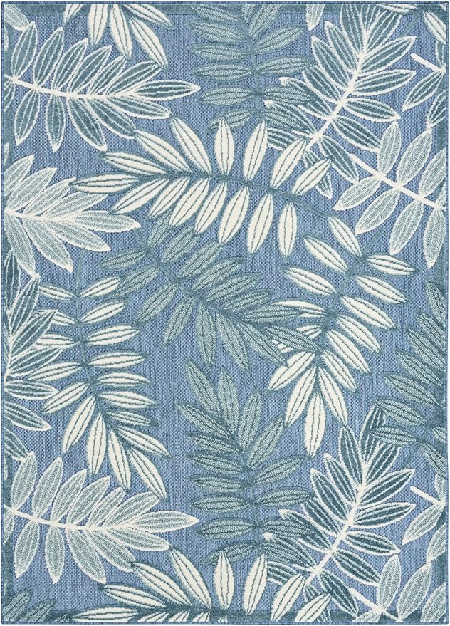 Nourison Home Aloha Blue 3'6" x 5'6" Area Rug - Easy Clean, Non Shedding, Bed Room, Living Room, Dining Room, Kitchen (4' x 6')