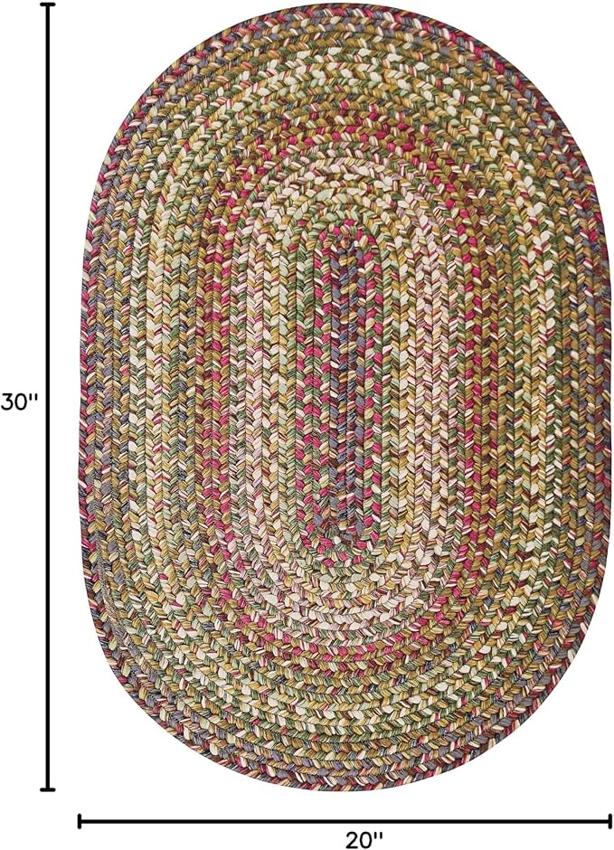 Homespice Rainforest Multicolor Oval Braided Rug 20"x30" - Machine Washable Kitchen Rugs and Braided Door Mat, Soft, Water Absorbing and Reversible - Both Indoor and Outdoor