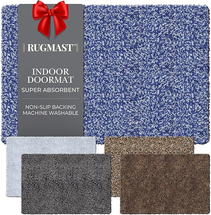 RugMast Premium Microfiber Indoor Door Mat – 32"x48" Washable Entry Mat, Non-Slip, Waterproof Backing, Super Absorbent, Low Profile Entryway Doormat for Indoor Entrance