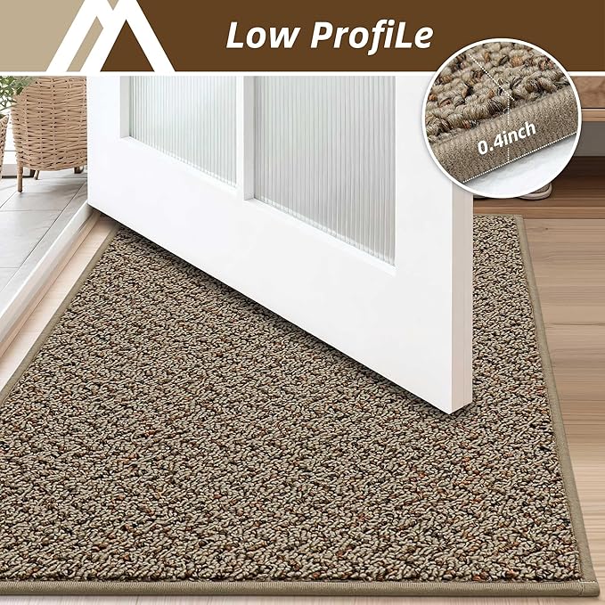 COSY HOMEER Door Mat 17" x 30" Non Slip Absorbent Entryway Rugs Dirt Trapper Doormats Washable Entrance Mats Low Pile Welcome Floor Mat for Front Back Door and Entry Mats,Taupe(Roll Packing)