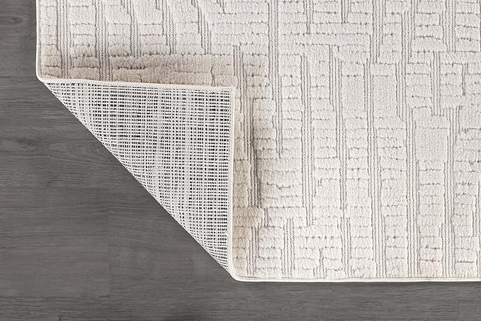 Luul Home Modern Micro Loop Indoor Area Rugs for Living Room Bedroom Kitchen Geometric Pebble White 4x6 Luxury Durable Low and High Pile Non-Shedding Stain Resistant Soft Area Carpet 4 x 6