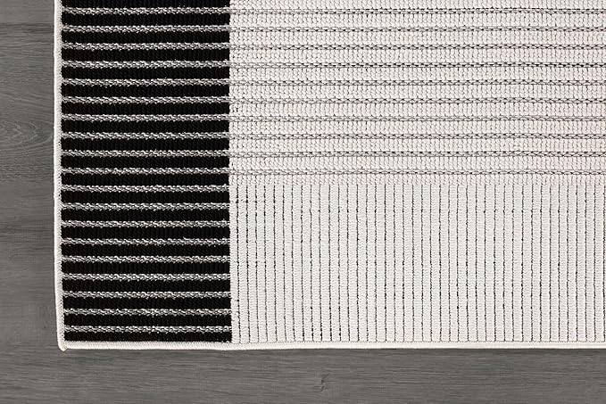 Luul Home Modern Micro Loop Indoor Area Rugs for Living Room Bedroom Kitchen Geometric Striped Black-White 4x6 Luxury Durable Low and High Pile Non-Shedding Stain Resistant Soft Area Carpet 4 x 6