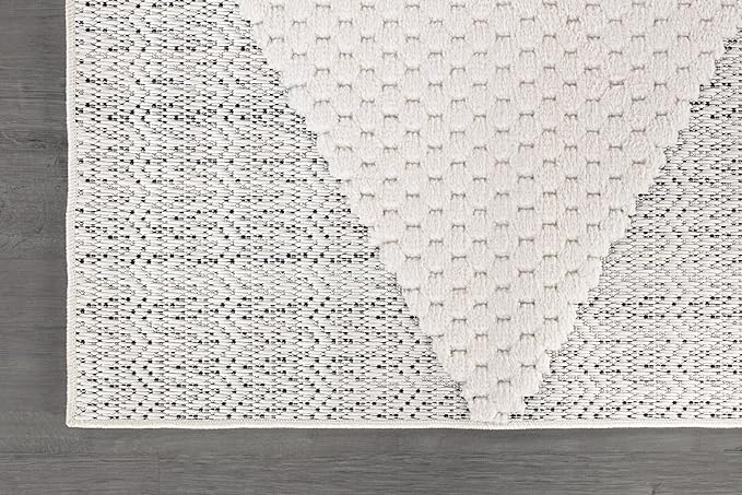 Luul Home Modern Micro Loop Indoor Area Rugs for Living Room Bedroom Kitchen Geometric Triangle White 5x7 Luxury Durable Low and High Pile Non-Shedding Stain Resistant Soft Area Carpet 5 x 7