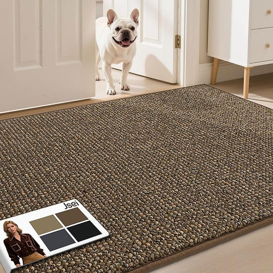 JSEI Dirt Trapper Door Mat 36"x60" Non-Slip Washable Entrance Mat, Dog Doormats, Absorbent & Fade-Resistant Floor Mats, Low Profile Welcome Mats for Entryway, Front Door, and Inside Entrance, Brwon