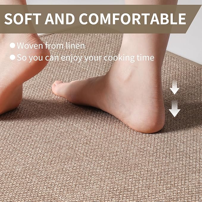Kitchen Rugs and Mats Non Slip Washable, Absorbent Runner Rugs for Kitchen, Front of Sink, Kitchen Mats for Floor，Easy to Clean and Maintain Kitchen Floor mat(Brown, 17"x30")