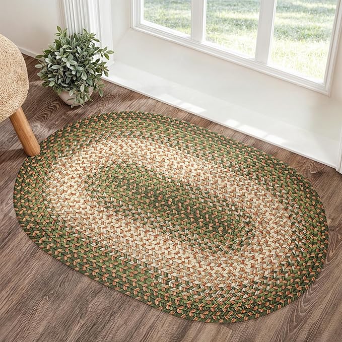 RRI Home Decor EastEnd EL63 Herb Garden 2' x 3' Oval - Braided Area Rug, Home Decor, Floor Mat or Bedroom Rug - Easy Care, Ideal for High Traffic Areas in Hallway and Living Room - Made in USA