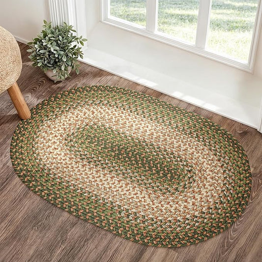 RRI Home Decor EastEnd EL63 Herb Garden 2' x 3' Oval - Braided Area Rug, Home Decor, Floor Mat or Bedroom Rug - Easy Care, Ideal for High Traffic Areas in Hallway and Living Room - Made in USA