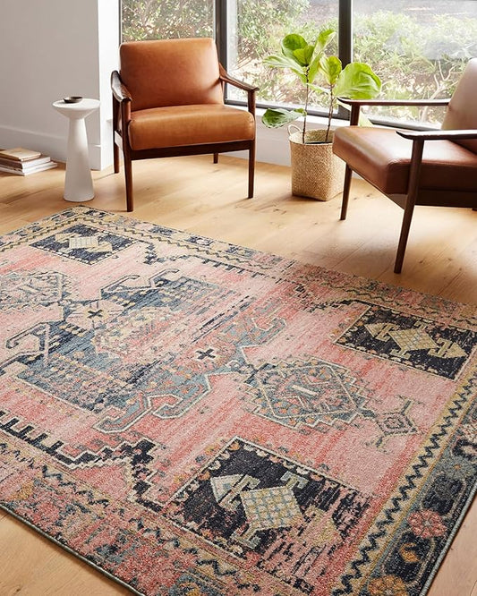 Loloi Jocelyn Collection JOC-06 Rose/Rose 5'-5" x 7'-6" .38" Thick Area Rug