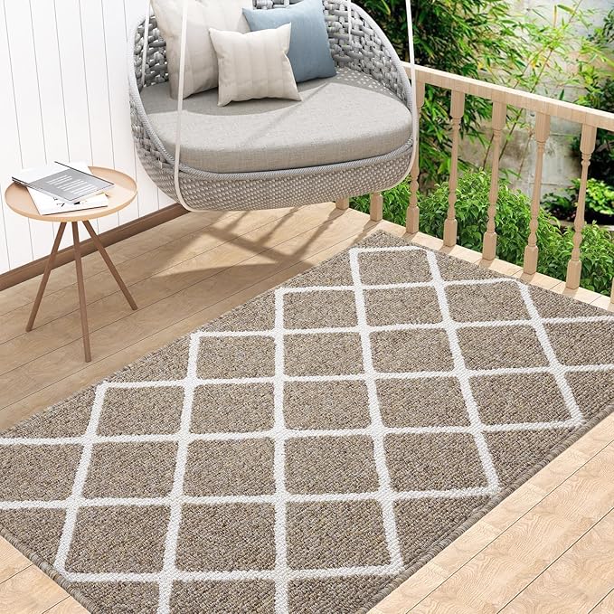 Finchitty Indoor Door Mat, Dirt Resistant and Absorbent, Low-Profile, Non-Slip, Washable Inside Floor Mats for Front Door, Back, and Entrance, 71" x 47", Khaki