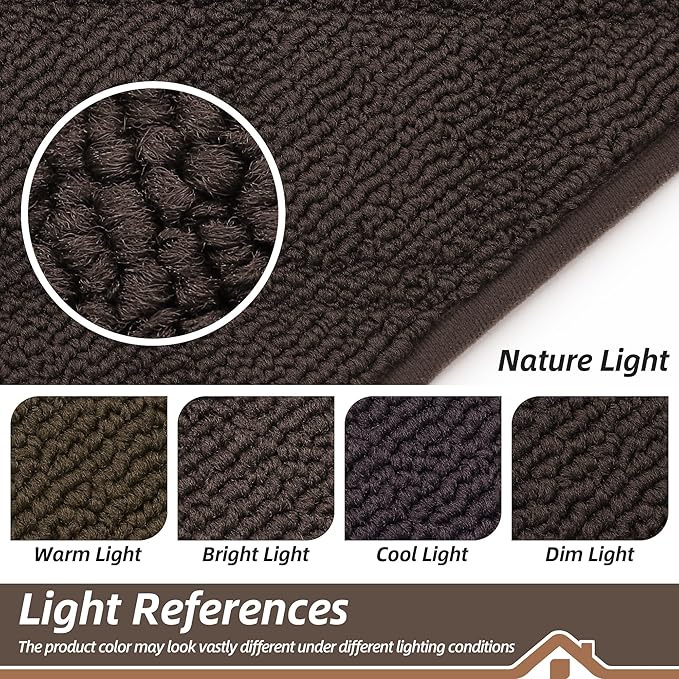 BEQHAUSE Dirt Trapper Door Mat 20" x 32", Non-Slip Washable Doormats Welcome Mat, Dirt Resistant and Absorbent Entrance Mat, Low Profile Floor Mats for Front Back Door, Entryway, Brown